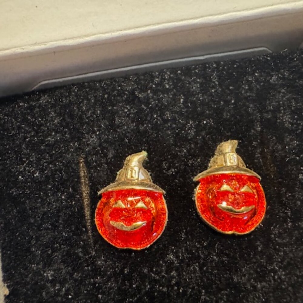 Avon Pumpkin Earrings Pierced NIB Vintage 1990s